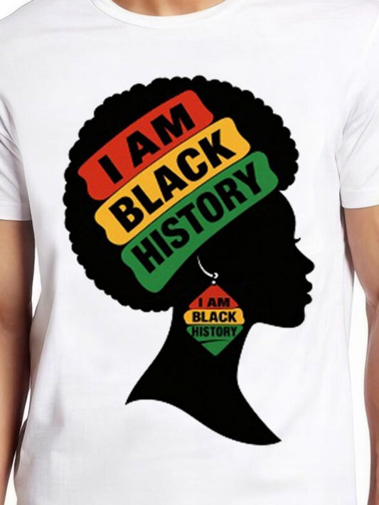 Men's Graphic T-Shirt I Am Black History Afro Silhouette With Bold Graphic Words