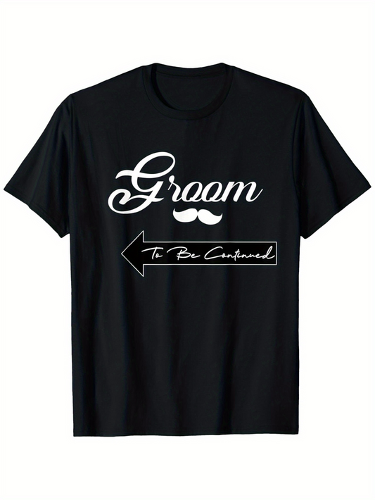 Men's Graphic T-Shirt Groom Arrow Pointing Left With Moustache Graphic Black Tshirt