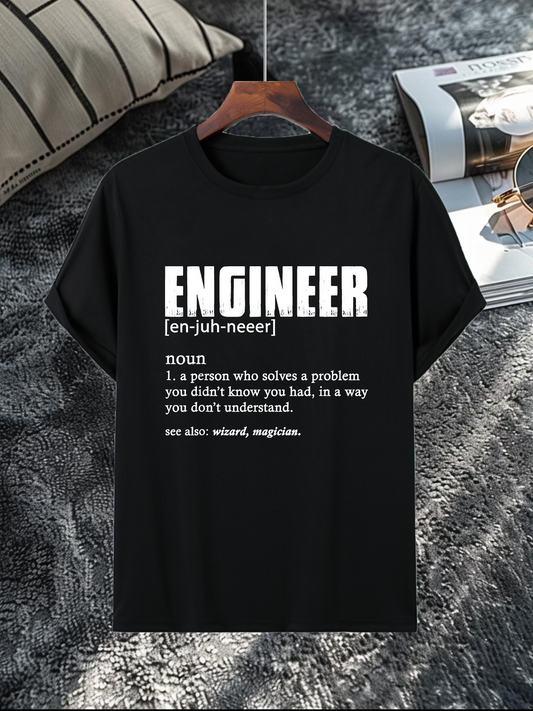 Men's Graphic T-Shirt Engineer Dictionary Style Quote With White Bold Letters On Black T Shirt