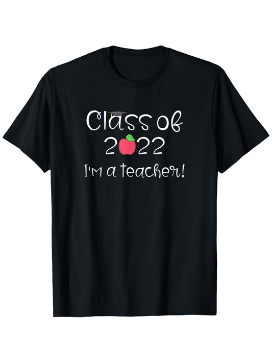 Men's Graphic T-Shirt Class Of 2022 With Red Apple And Cheerful Lettering Teacher