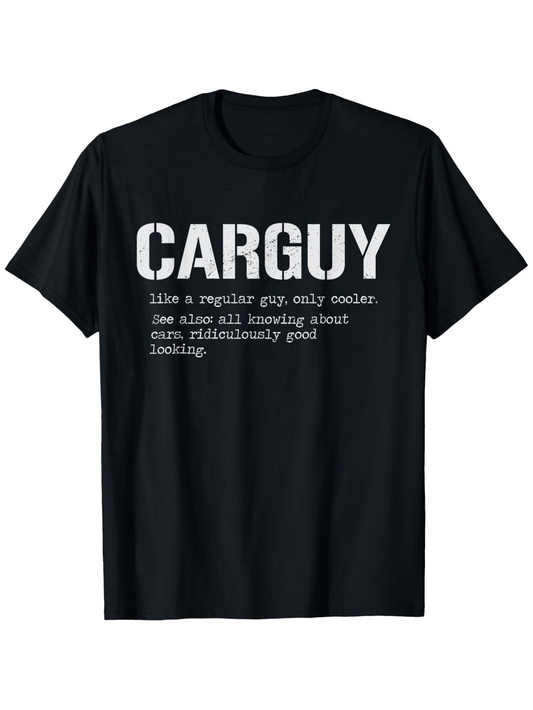 Men's Graphic T-Shirt Carguy Distressed Bold Typography With Funny Statement Black Tee