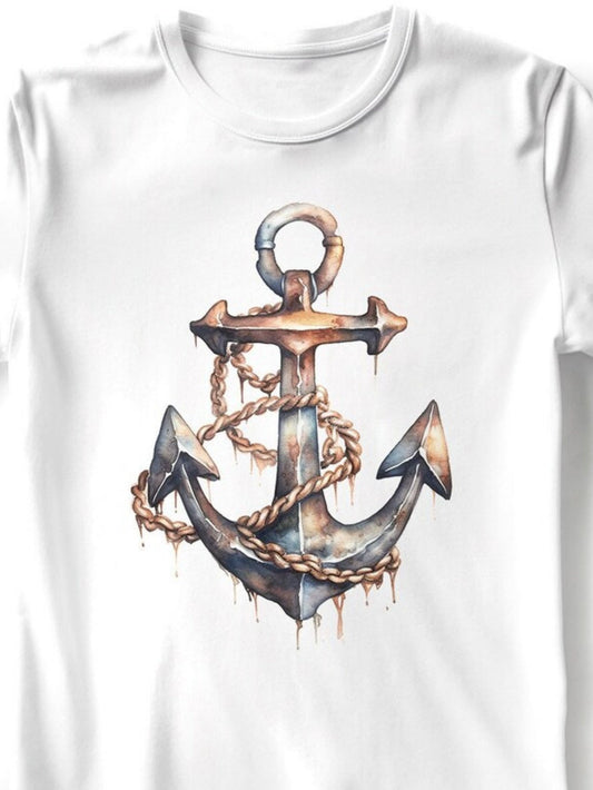 Men's Graphic T-Shirt Rustic Ropes Wrapped On Classic Nautical Iron Anchor