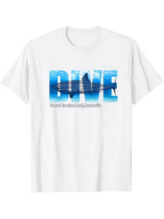 Men's Graphic T-Shirt Dive Ocean Blue Water Ripples Glowing Light Over Underwater Scene Dive