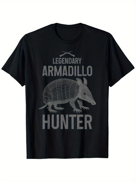 Men's Graphic T-Shirt Legendary Armadillo Hunter Graphic With Vintage Engraved Armadillo Illustration