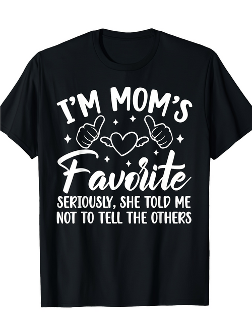 Men's Graphic T-Shirt Im Moms Favorite With Playful Lettering Hearts Hands And Sparkling Stars T Shirt