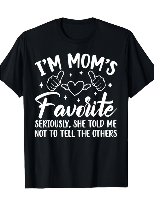 Men's Graphic T-Shirt Im Moms Favorite With Playful Lettering Hearts Hands And Sparkling Stars T Shirt