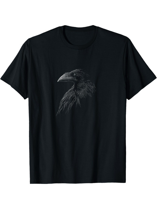 Men's Graphic T-Shirt Dark Mystical Shadows With Feathers Surrounding A Lone Raven