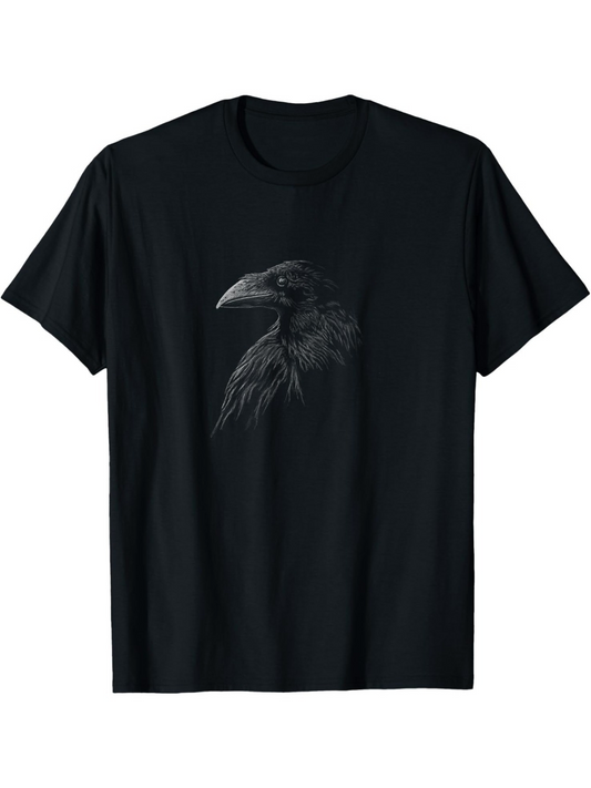 Men's Graphic T-Shirt Dark Mystical Shadows With Feathers Surrounding A Lone Raven