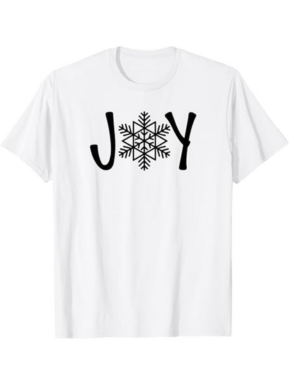 Men's Graphic T-Shirt Joy With Central Snowflake Graphic And Clean White Fabric T Shirt
