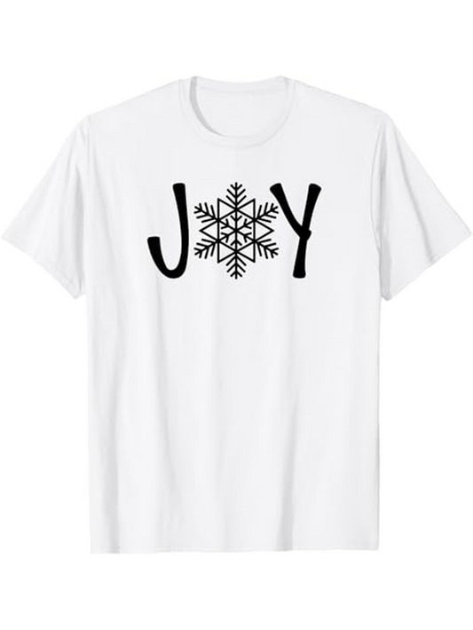 Men's Graphic T-Shirt Joy With Central Snowflake Graphic And Clean White Fabric T Shirt