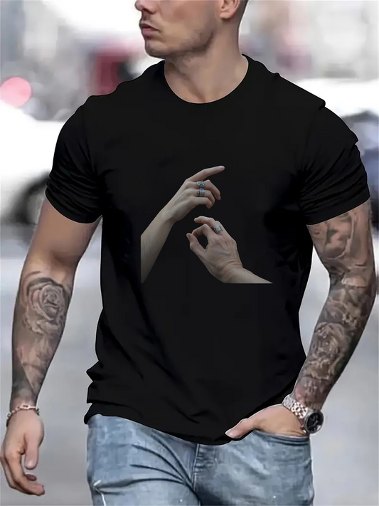 Men's Graphic T-Shirt Moody Urban Scene With Outstretched Hands And Gentle Lighting Hands