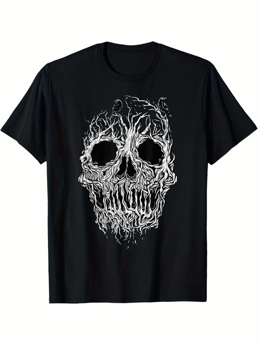 Men's Graphic T-Shirt Twisted Smoky Lines Forming A Detailed Mysterious Skull Design