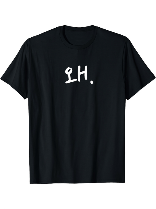 Men's Graphic T-Shirt Oh Handwritten White Letters Artistic Minimalism T Shirt