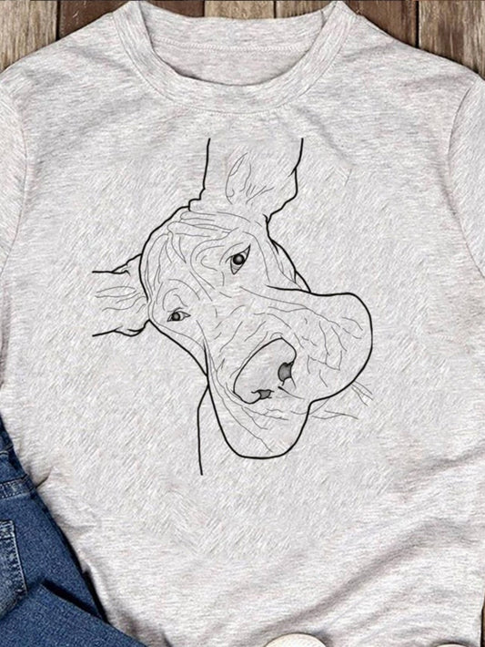 Men's Graphic T-Shirt Minimalist Artistic Line Drawing Of A Calm Gentle Dog