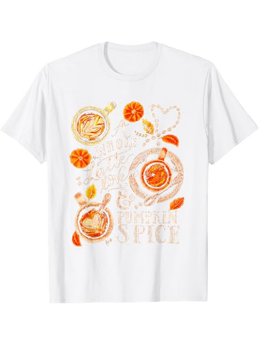 Men's Graphic T-Shirt Pumpkin Spice And Everything Nice Surrounded By Autumn Leaves And Cozy Mugs