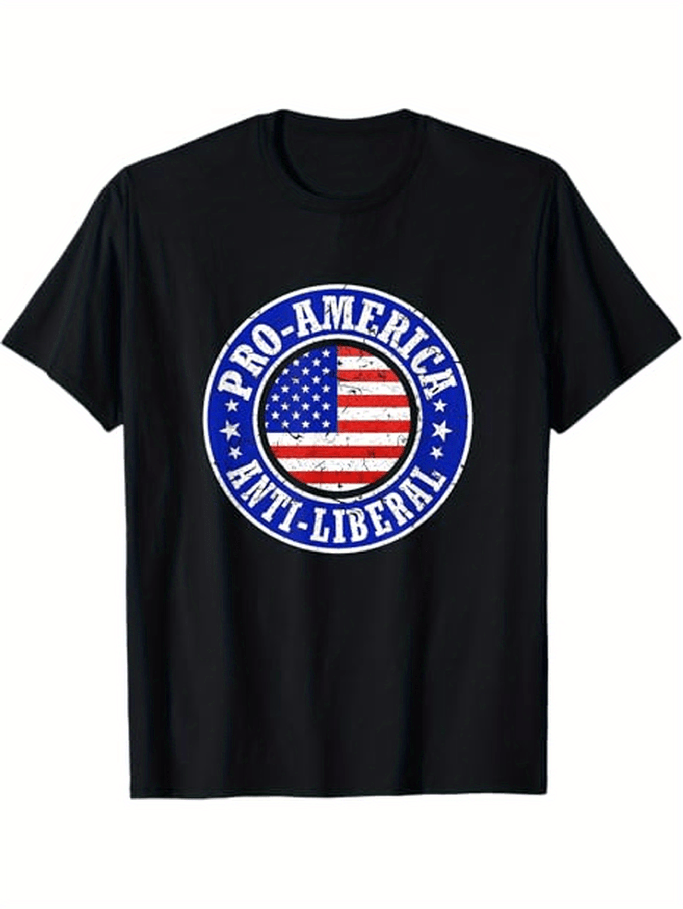 Men's Graphic T-Shirt Pro America Anti Liberal Bold Patriotic Flag Emblem Circle Print T Shirt