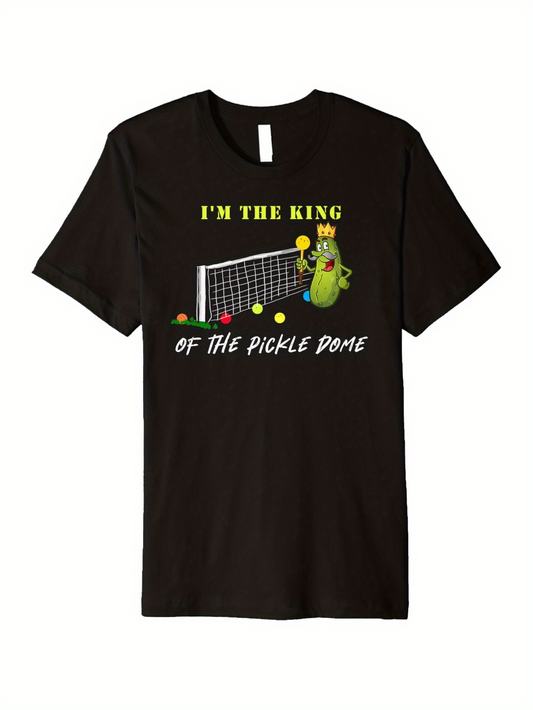 Men's Graphic T-Shirt Im The King Of The Pickle Dome Cheering Green Pickle With Sunglasses By Net