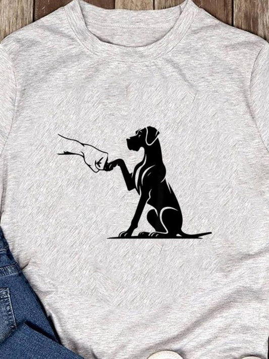 Men's Graphic T-Shirt Faithful Friendship With Sitting Black Dog Reaching For Hand