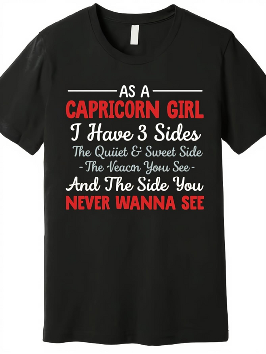 Men's Graphic T-Shirt As A Capricorn Girl With Three Sides And Bold Funny Statement