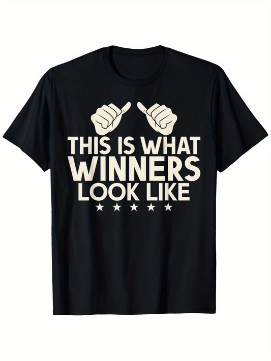 Men's Graphic T-Shirt This Is What Winners Look Like With Thumbs Up Hands And Five Stars