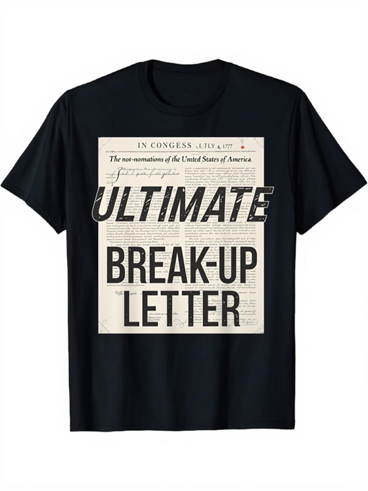 Men's Graphic T-Shirt Ultimate Break Up Letter Vintage Newspaper Style Typography Poster T Shirt