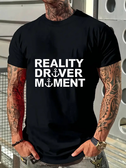 Men's Graphic T-Shirt Reality Driver Moment Nautical Inspired Design With Anchors And Bold Letters