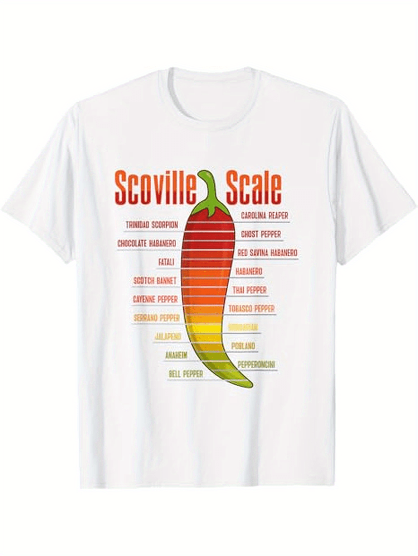 Men's Graphic T-Shirt Scoville Scale With Multicolored Gradient Chart And Hot Pepper