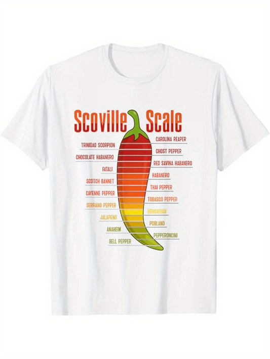 Men's Graphic T-Shirt Scoville Scale With Multicolored Gradient Chart And Hot Pepper