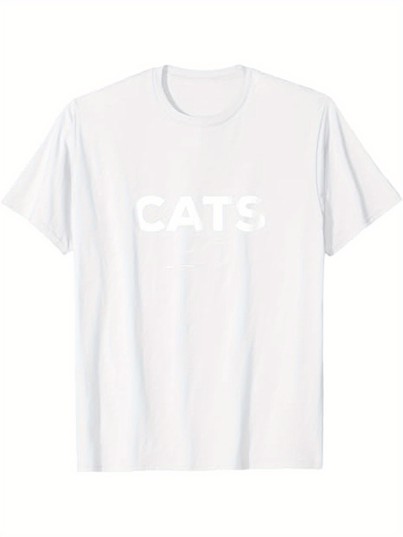 Men's Graphic T-Shirt CATS Minimal White Print On Plain Cotton T Shirt