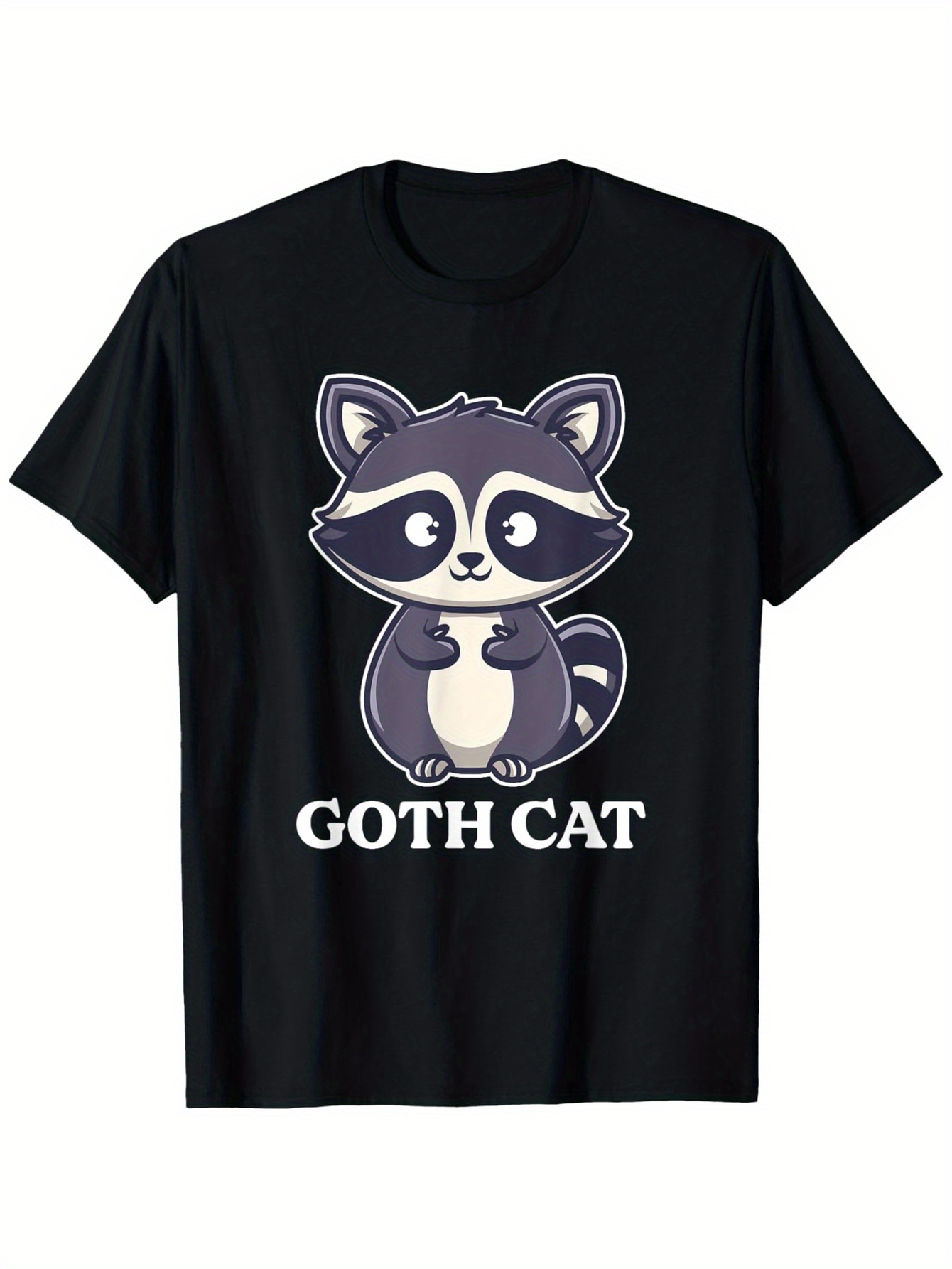 Men's Graphic T-Shirt Goth Cat Wide Eyed Cartoon With Bold Lettering Cat
