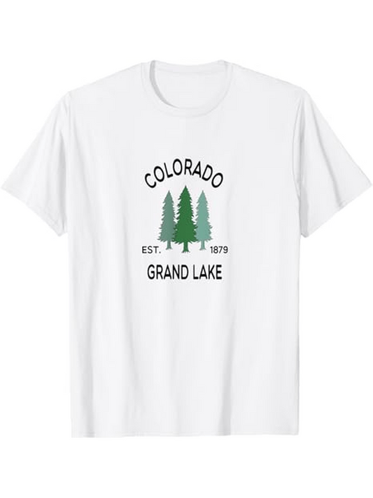 Men's Graphic T-Shirt Colorado Grand Lake With Evergreen Pine Trees And Established Date Graphic