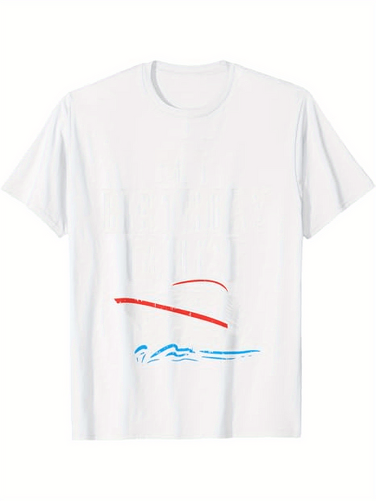 Men's Graphic T-Shirt Minimalist Red And Blue Lines Forming Abstract Seascape Hat
