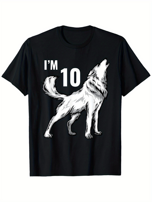 Men's Graphic T-Shirt Im 10 Howling White Wolf Standing Under Night Sky Wolf