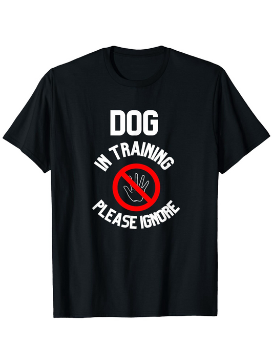 Men's Graphic T-Shirt Dog In Training Please Ignore Simple Hand Sign Embellished Black Shirt