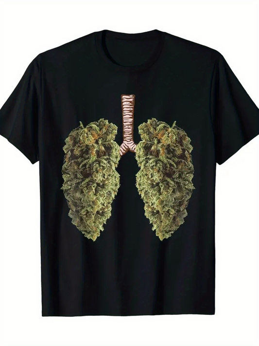 Men's Graphic T-Shirt Realistic Green Herbal Plants Forming Human Lungs Design Lungs