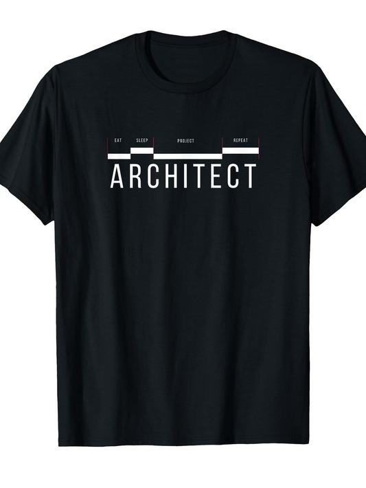 Men's Graphic T-Shirt Minimalist Construction Chart With Clean White Typography Architect