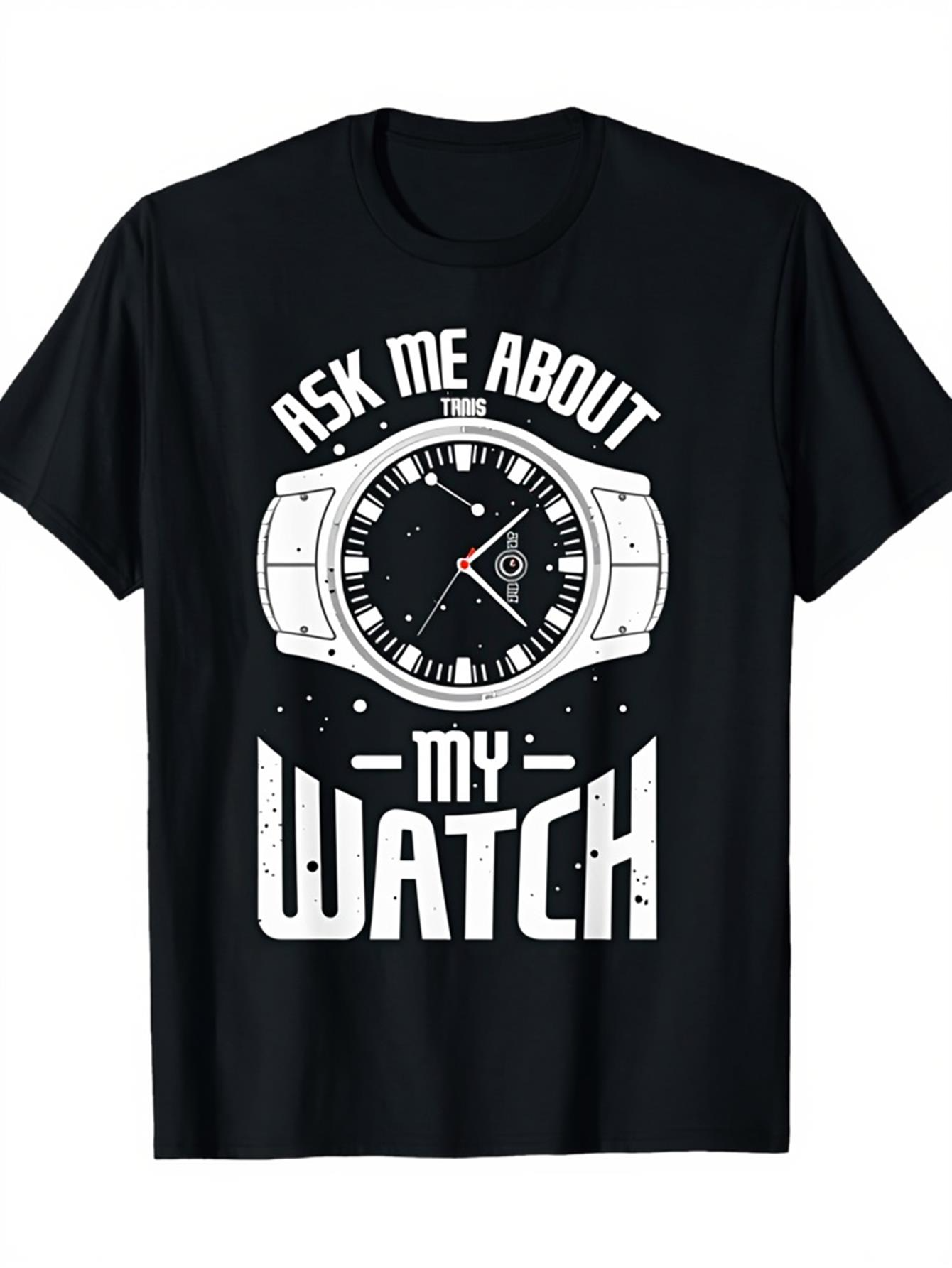 Men's Graphic T-Shirt Ask Me About My Shining Analog Watch Illustration