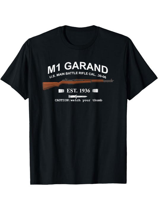 Men's Graphic T-Shirt M1 Garand Classic Rifle Design With Historical Text Elements