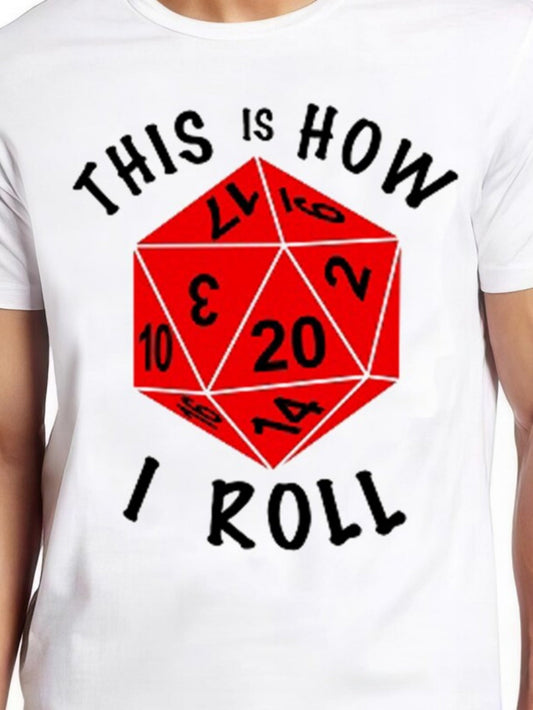 Men's Graphic T-Shirt This Is How I Roll Vibrant Red Dice Among Bold Playful Numbers Dice