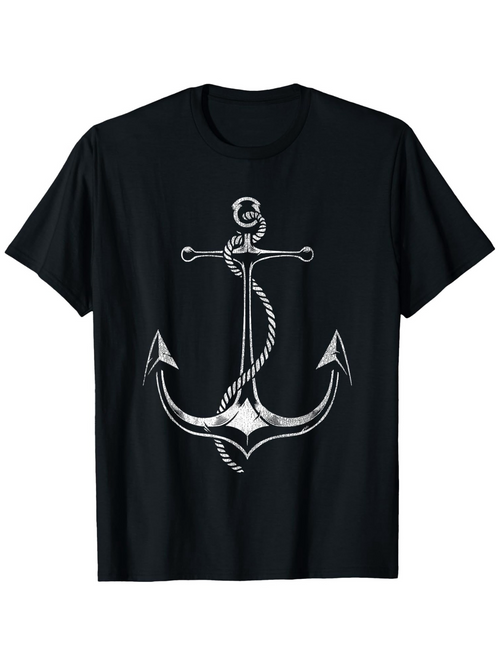 Men's Graphic T-Shirt Shiny Rope With Metallic Reflection Surrounding A Silver Anchor