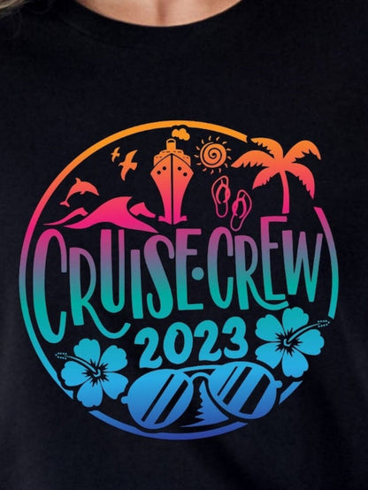 Men's Graphic T-Shirt Cruise Crew 2023 Palm Trees Waves And Sunglasses Circle