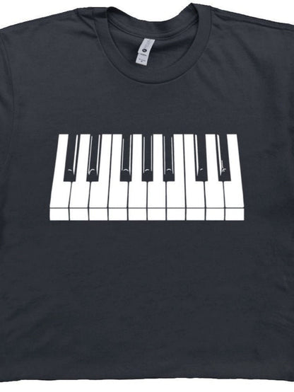 Men's Graphic T-Shirt Minimalist White Black Rectangles Creating A Piano Keyboard