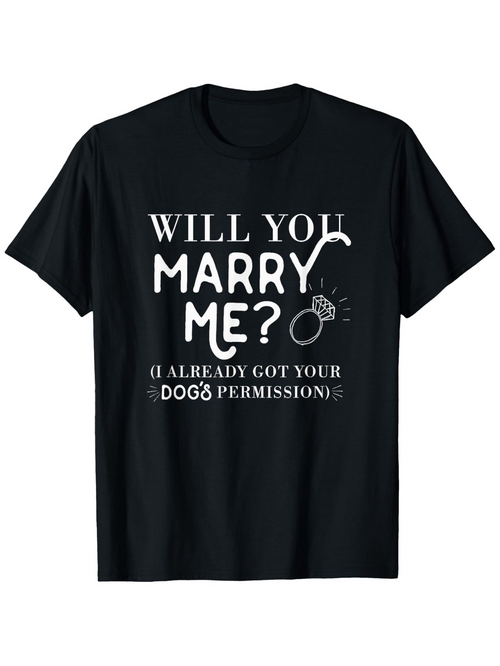 Men's Graphic T-Shirt Will You Marry Me With Playful Typography And Cute Engagement Ring