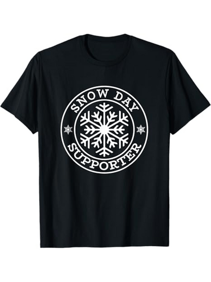 Men's Graphic T-Shirt Snow Day Supporter Frosty Emblem Inside Wintry Circle With Snowflakes Snowflake
