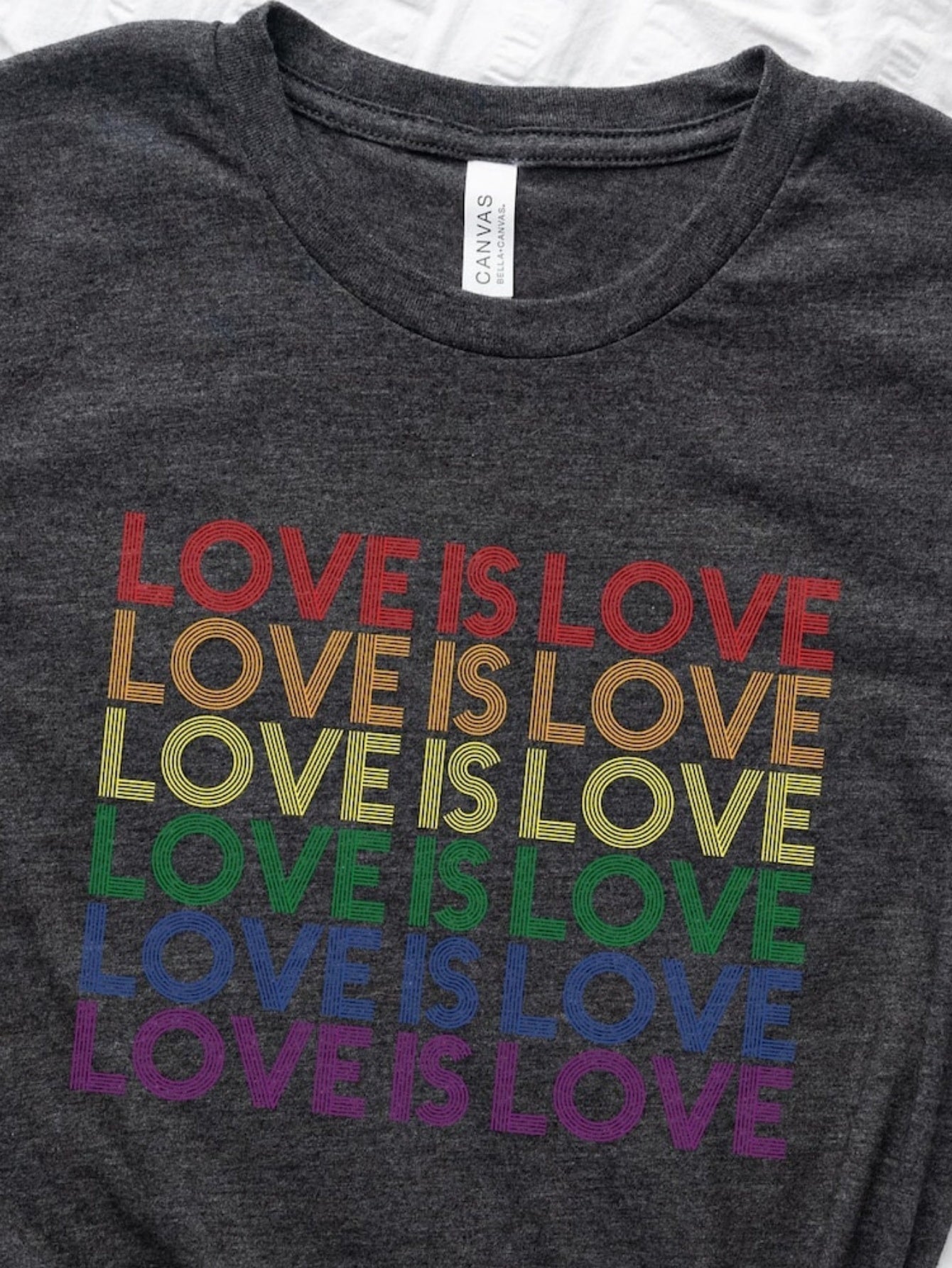 Men's Graphic T-Shirt Love Is Love Rainbow Colored Repeating Slogan With Bold Letters
