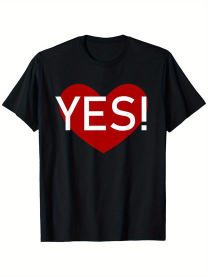 Men's Graphic T-Shirt Yes Bold Red Heart Graphic On Black Shirt