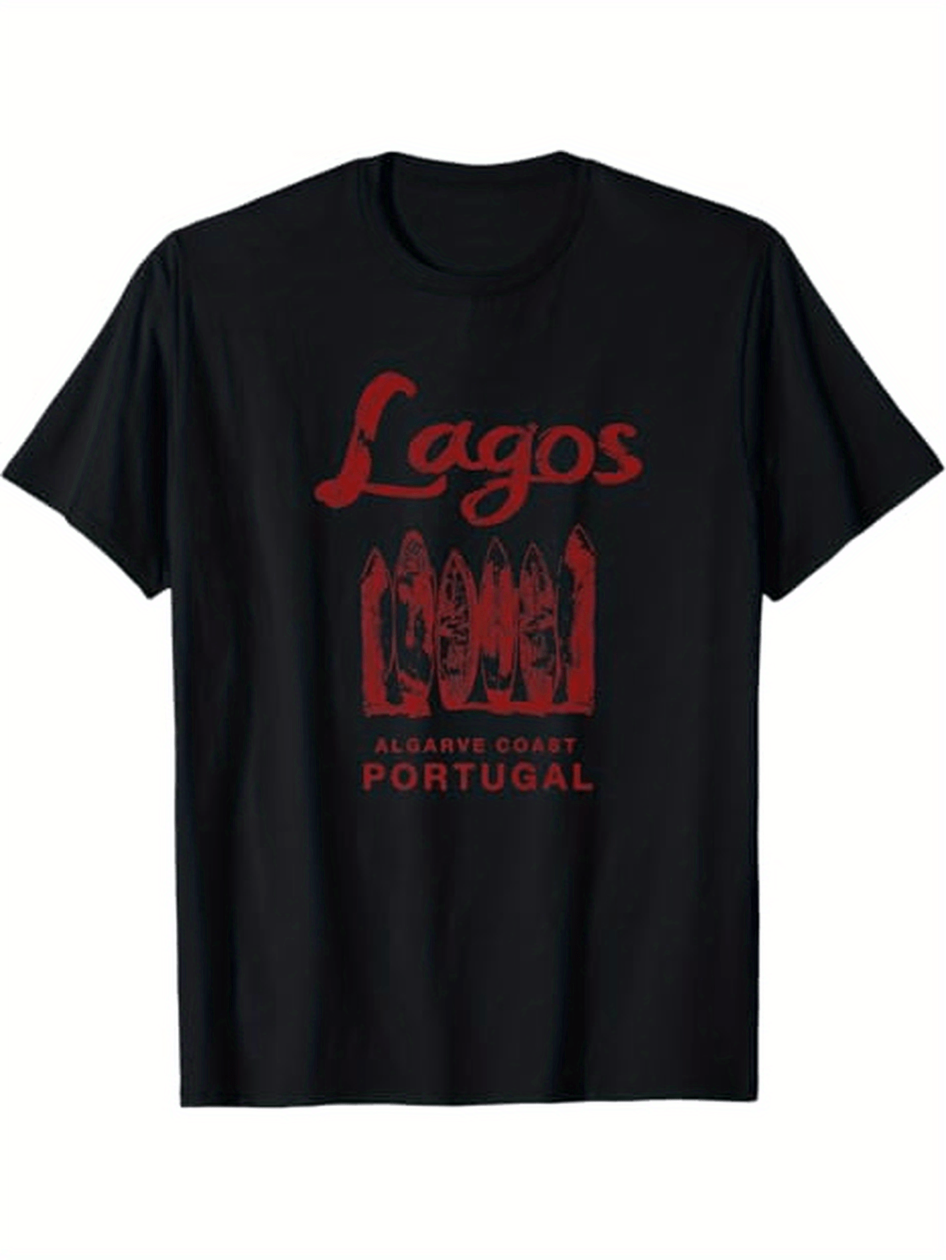Men's Graphic T-Shirt Lagos Portugal Vintage Landmark Graphic Tee Featuring Red Architecture