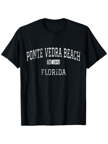 Men's Graphic T-Shirt Ponte Vedra Beach Established 1928 Florida Vintage College Style Lettering T Shirt