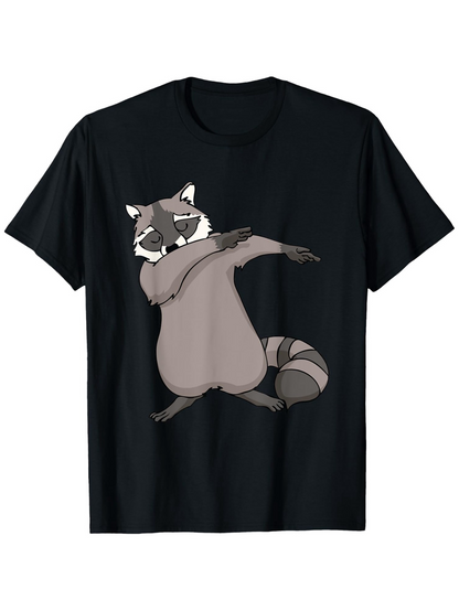 Men's Graphic T-Shirt Playful Dancing Raccoon With Outstretched Paws In A Dabbing Pose