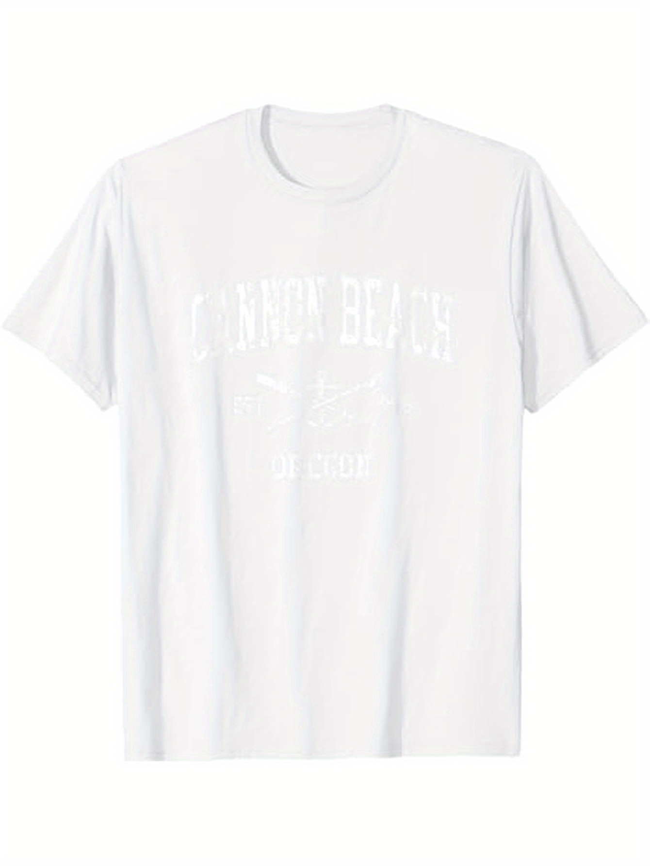 Men's Graphic T-Shirt No Visible English Text Minimalist White Short Sleeve Single T Shirt